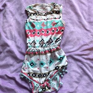Baby girl Aztec print Pom Pom romper
